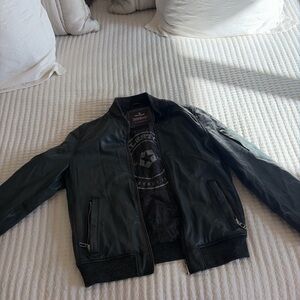 Stylish Black Leather Bomber Jacket